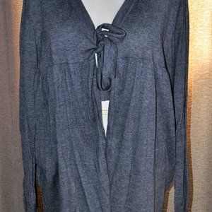 Redoute Charcoal Grey Cardigan with Front Tie